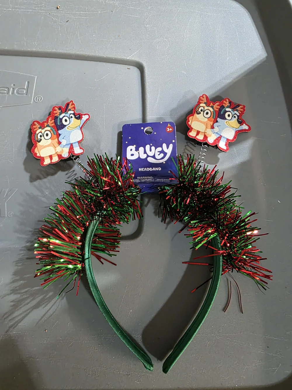 Bluey And Bingo Kids' Green & Red Tinsel Headband